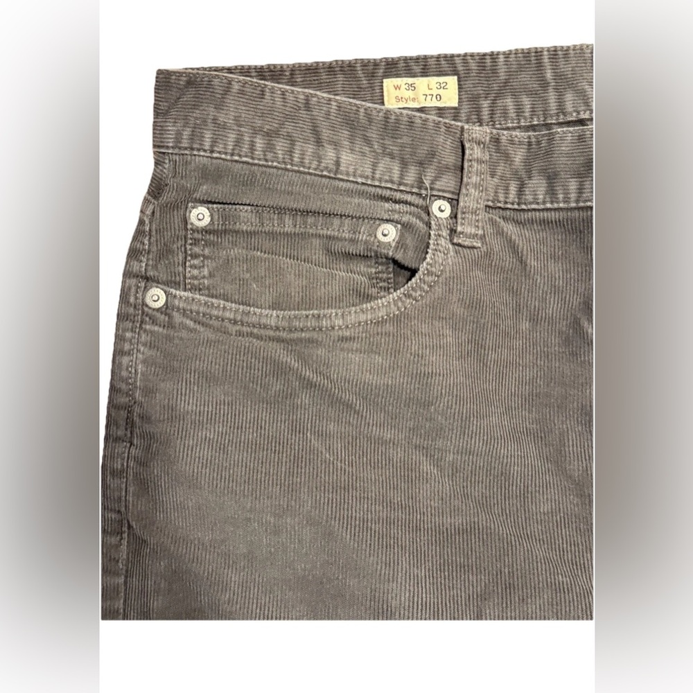J.Crew 770 Straight Leg Gray Corduroy Pants Mens 35x32 - Picture 3 of 6